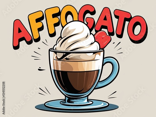 Delicious Affogato Dessert in Colorful Graphic Style
