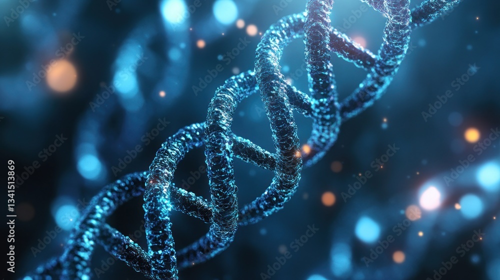 DNA Double Helix Model Visualization in Futuristic Blue Scientific Ambiance DNA Double Helix Model Visualization in Futuristic Blue Scientific Ambiance