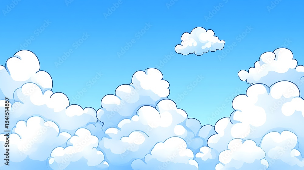 Cartoon blue sky with puffy clouds background Cartoon blue sky with puffy clouds background