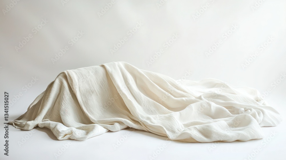 A draped piece of soft brushed cotton fabric on white. A draped piece of soft brushed cotton fabric on white.