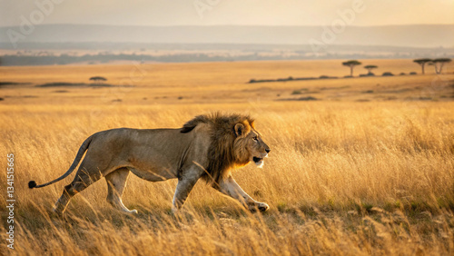 lion in the savannah