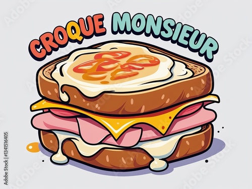 Delicious Croque Monsieur Sandwich Illustration