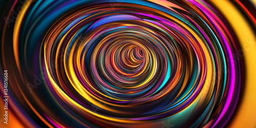 Obraz na płótnie A dynamic 3D background showcasing a tunnel of concentric glowing rings, pulsating with electric energy. The vibrant neon hues add a futuristic and high-tech vibe to the composition. w salonie