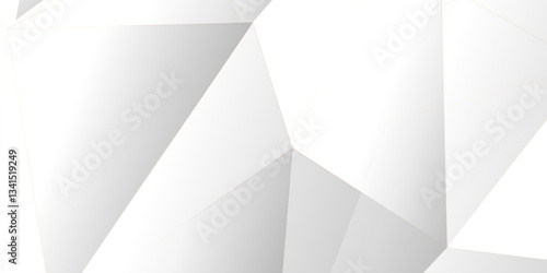 Abstract Diamond Triangle Polygonal Clean White Background .A smooth gray abstract background with geometric patterns and light contrasts, low-poly banner. 3D design template