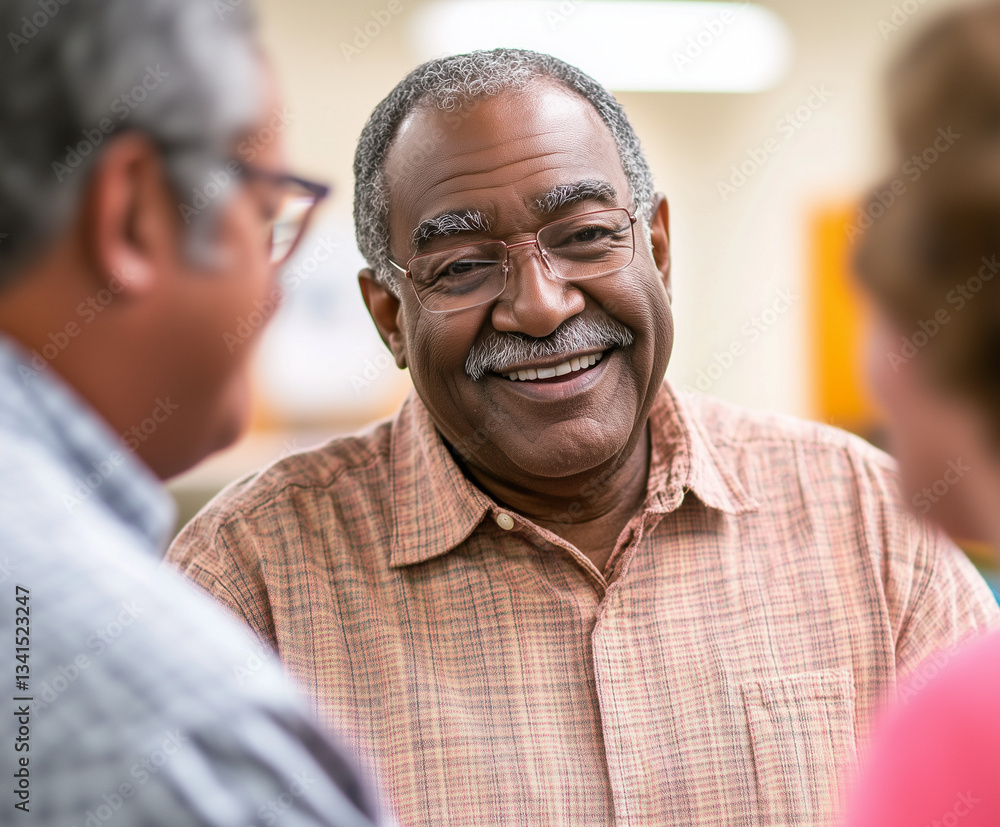 Smiling elderly man in a social setting Smiling elderly man in a social setting