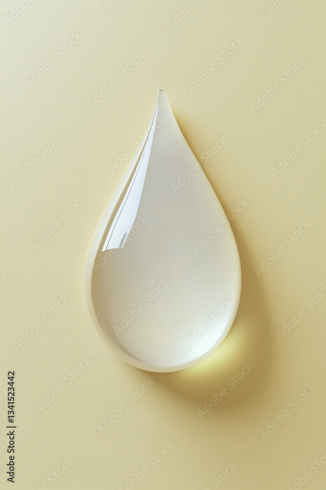 Simple 3D droplet with smooth curves on a pastel yellow background