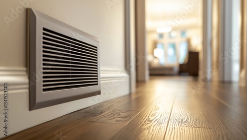 Modern House Interior Detail: Ventilation Grille on Hardwood Floor