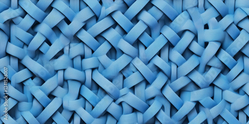 Obraz na płótnie A geometric 3D background showcasing an intricate pattern of interlocking triangular prisms in varying shades of blue. The structured composition and subtle lighting create a modern, tech-inspired w salonie