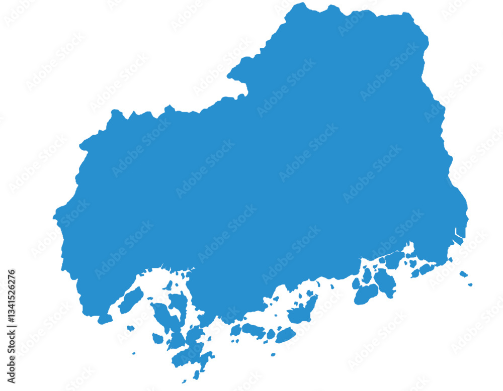 Obraz premium 広島県 地図 ブルー イラスト