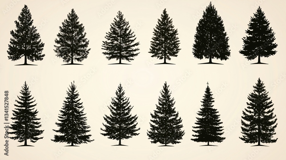 Obraz premium Forest Trees Silhouettes Collection