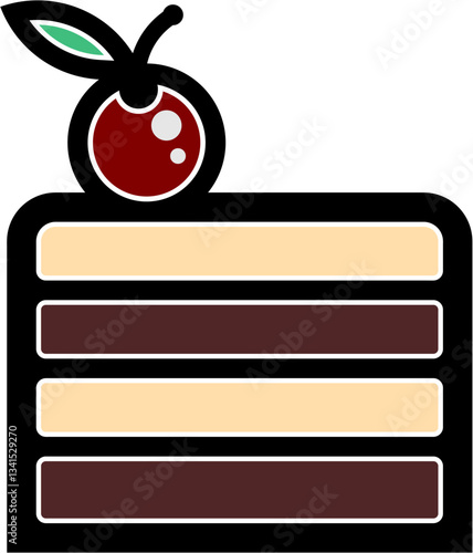 Simple and Cute Cake Illustration - Sweet Treats Vector Art, A vector illustration featuring two delicious cakes: one topped with cherries and chocolate, the other with a candle and pink frosting.