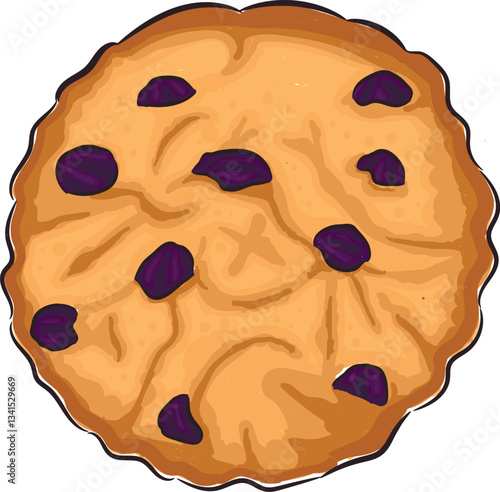 Hand drawn cookie shortbread with raisin