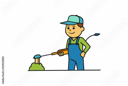 gardener watering a plant