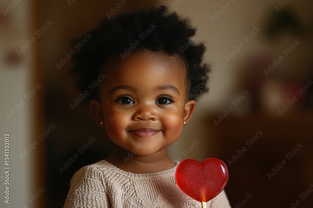Valentine's day greeting and funny gift. Happy face cute black toddler girl with small lollipop heart in hands. Cute toddler love expression. Heart-themed toddler happiness. Adorable kid love. Valentine's day greeting and funny gift. Happy face cute black toddler girl with small lollipop heart in hands. Cute toddler love expression. Heart-themed toddler happiness. Adorable kid love.