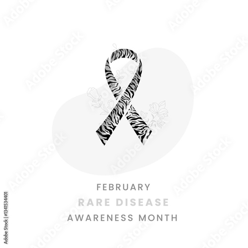 Rare Disease awareness month background design with original Zebra silk ribbon.