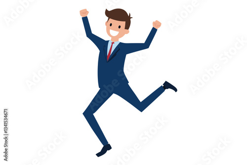 happy businessman jumping