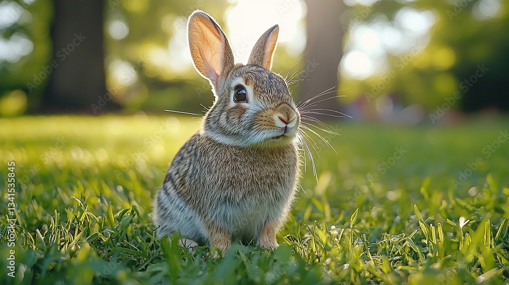 Fototapeta premium Adorable Bunny Rabbit in Green Grass