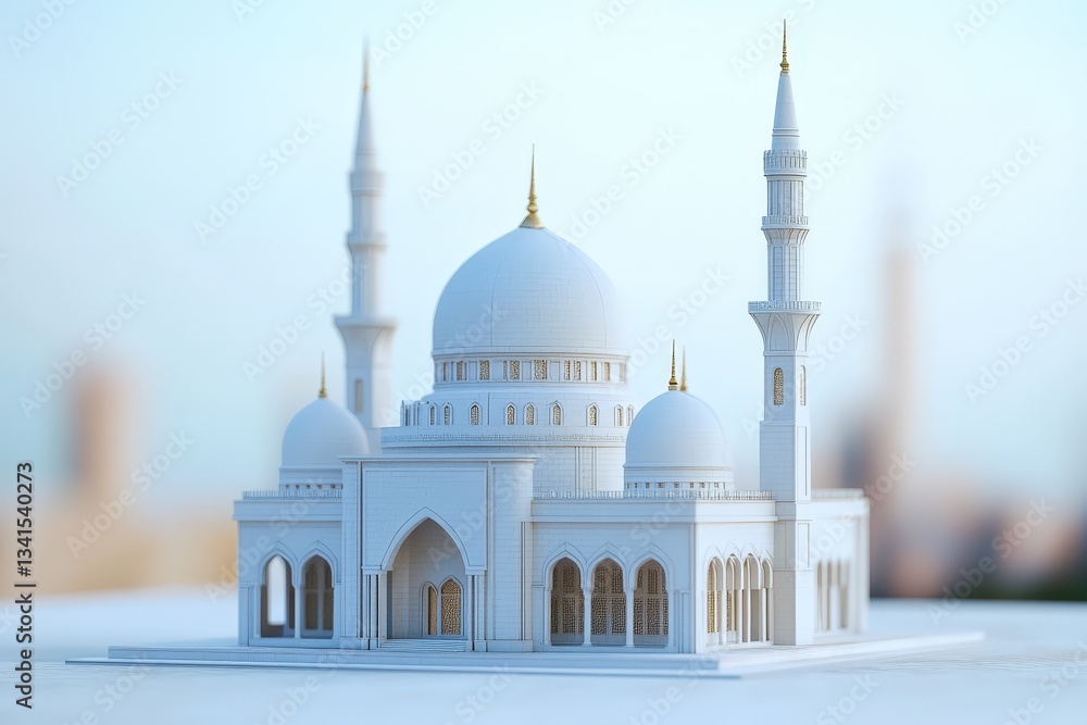 Fototapeta premium Miniature model of a mosque displaying architectural design features