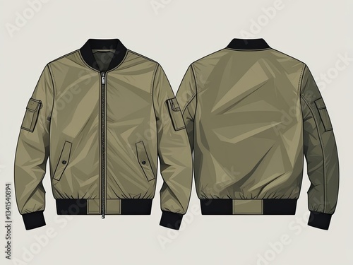 Classic Bomber Jacket Design for Fashion and Apparel