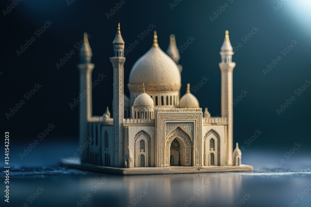 Fototapeta premium Miniature model of a mosque displaying architectural design features