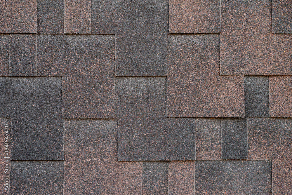 Fototapeta premium Dark bitumen shingles with a brown tint, laid with an overlap