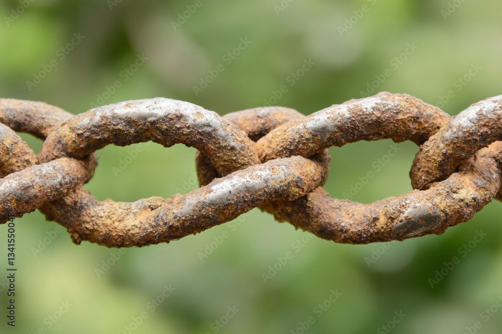 Close-up of weathered metal links Close-up of weathered metal links