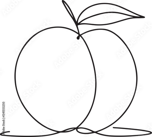 Minimalist Line Art of a Peach Fruit