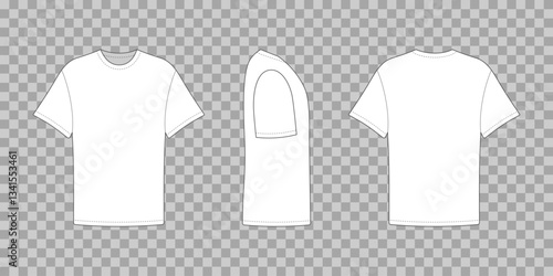 Long sleeve tshirt front and side back view isolated. Casual sports shirt unisex for everyday wear and sports
