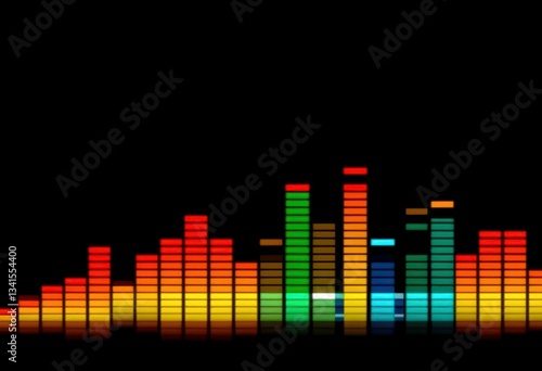 Dark background, abstract digital art, vibrant equalizer series, glow, abstract art