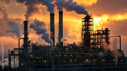 Wallpaper Mural Industrial Sunset: Pollution and Production at Dusk Torontodigital.ca