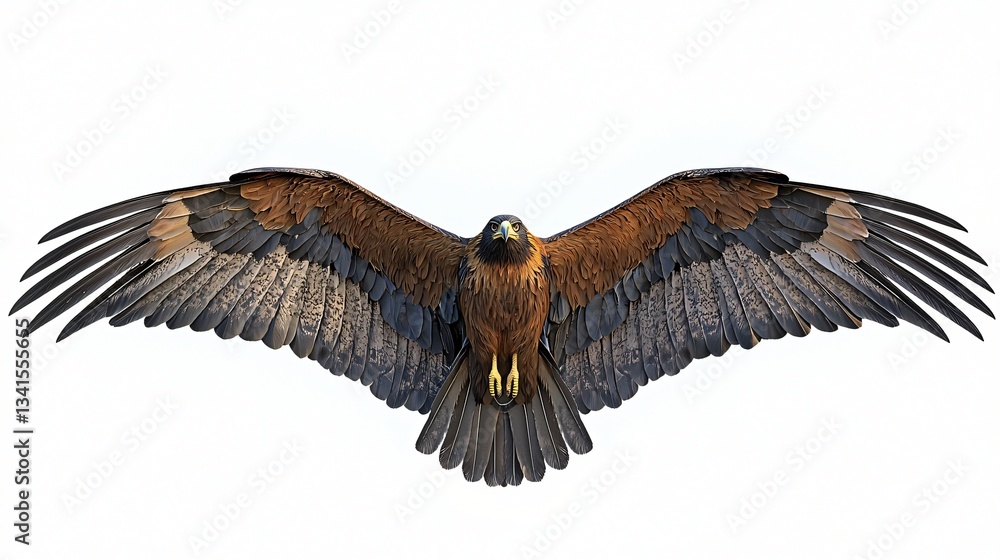 Fototapeta premium Golden Eagle in Flight, White Background