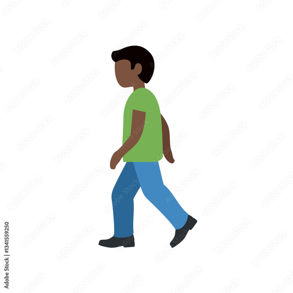 Naklejka premium Walking Person (Medium Skin, Orange Shirt)