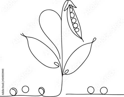 Minimalist Line Art of Fresh Peas