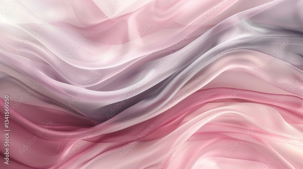 Obraz premium Luxurious abstract background of soft pink and grey satin waves for text and design elements