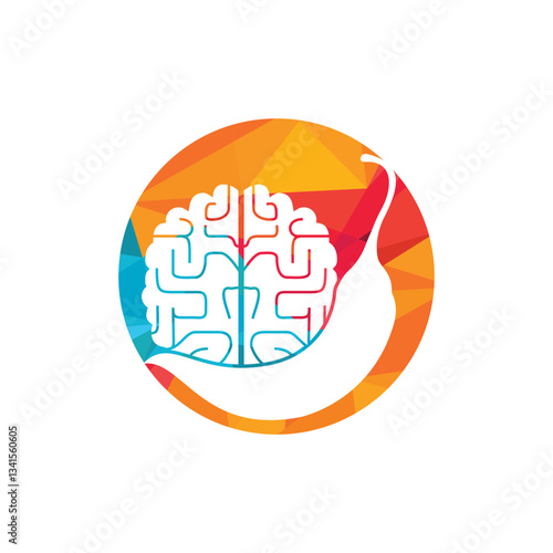 Chili brain vector logo design template. Spicy intelligence logo design concept.