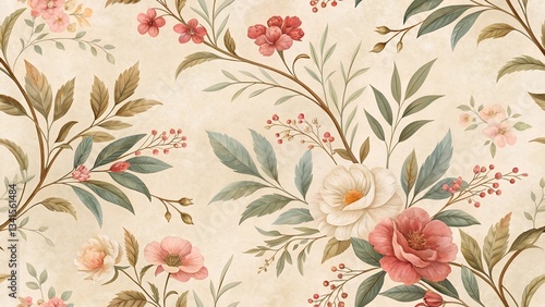 Wallpaper Mural Vintage floral wallpaper with delicate botanical patterns Torontodigital.ca