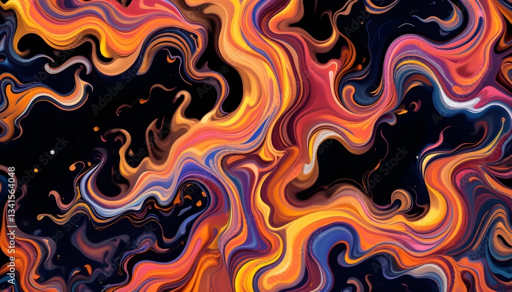 Abstract Swirling Pattern with Vibrant Hues and Dark Background Abstract Swirling Pattern with Vibrant Hues and Dark Background