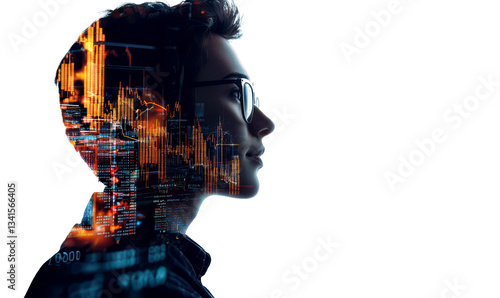 AI Driven Market Prediction for Traders in Stock Photography Isolate on Transparent Background, cutout, png