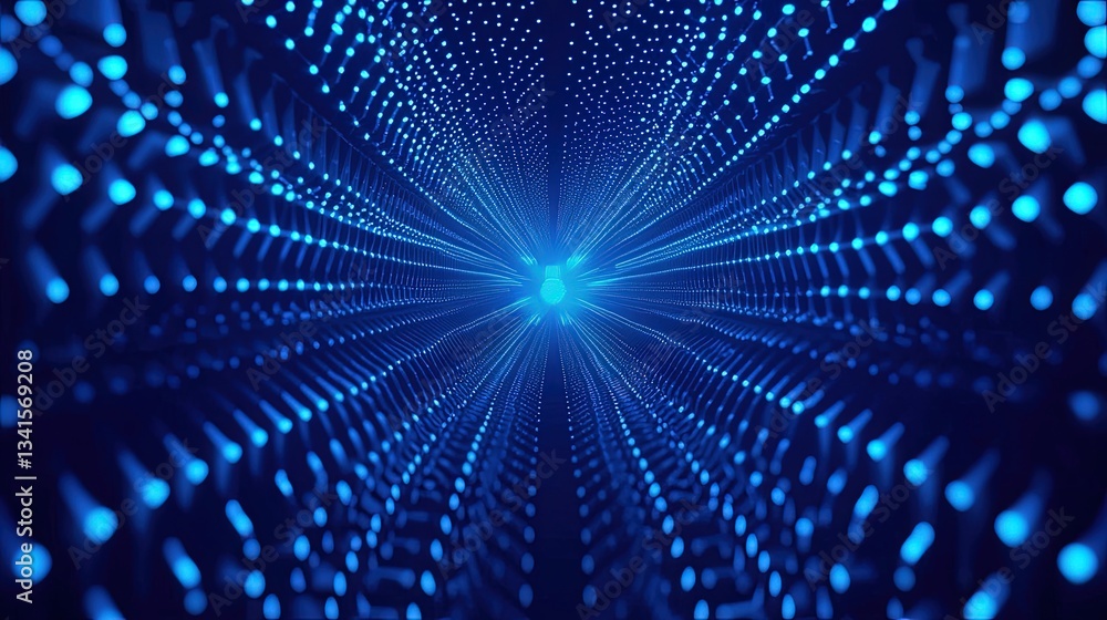 Abstract tunnel of flowing data particles. Abstract tunnel of flowing data particles.
