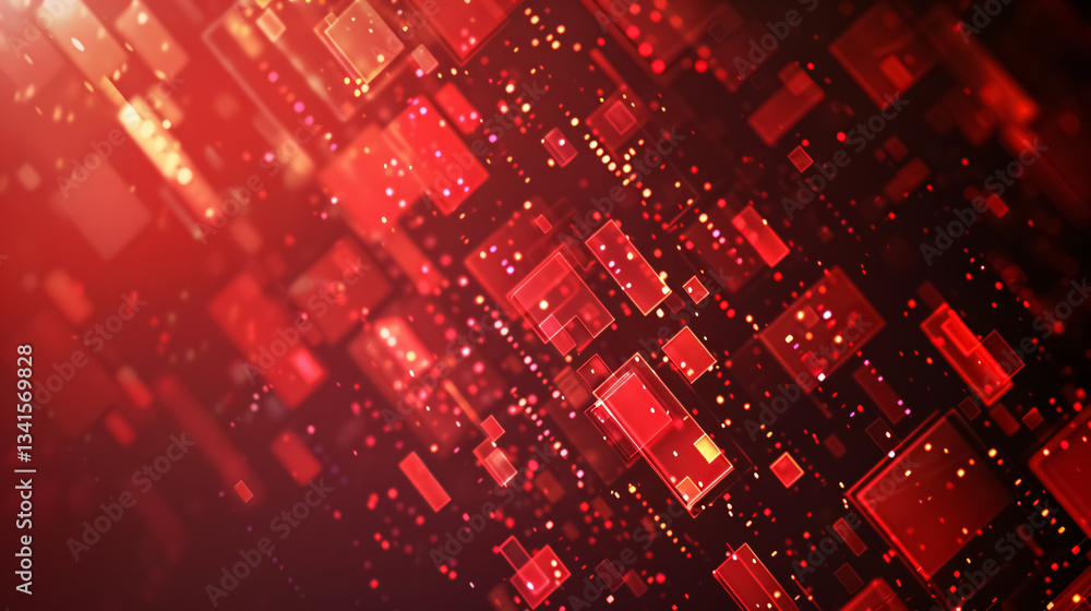 Obraz premium Red digital pixelation, a technological texture background infused with dynamic pixel patterns for a futuristic and modern aesthetic.
