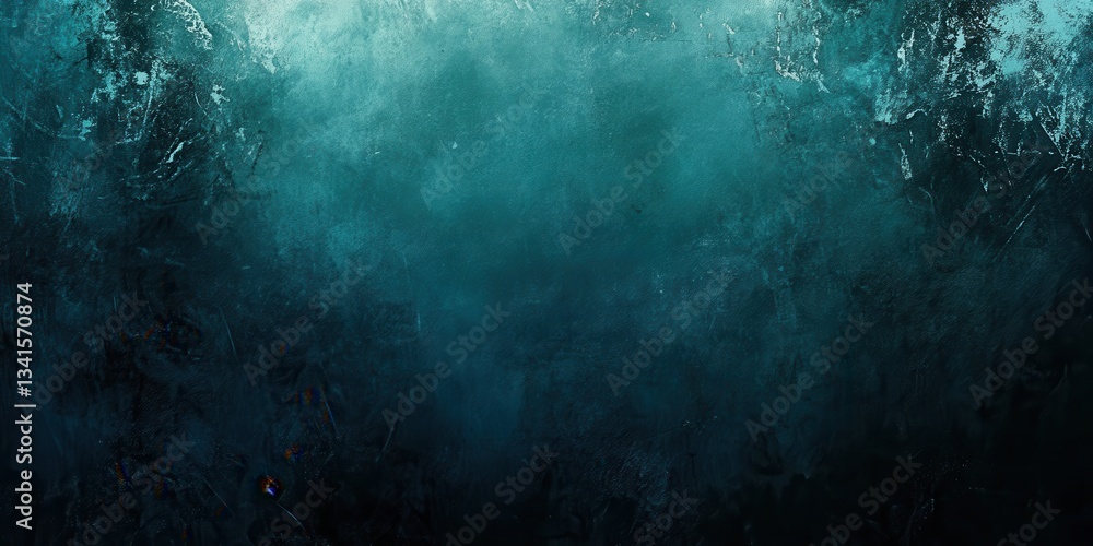 Obraz premium Abyssal Depths: Capture the mysterious beauty of the deep sea with this captivating image of the ocean's dark and turbulent depths. Featuring textured water, and a spectrum of teal hues.