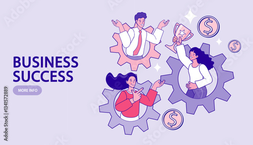 People pointing at giant target. Business opportunity concept. strategy or aiming. business targeting, aiming, focus. Hitting the target. Work problem resolution. Achieving the goal. Vector
