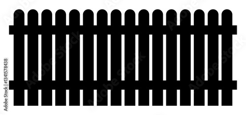 Black fence silhouette isolated on white background