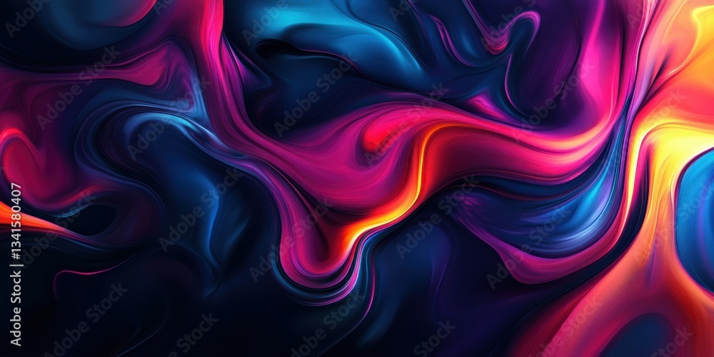 Obraz premium Abstract Swirl of Colors: Captivating display of fluid dynamics in a vibrant, mesmerizing abstract composition featuring a swirl of rich blues, pinks, and orange, igniting the imagination.