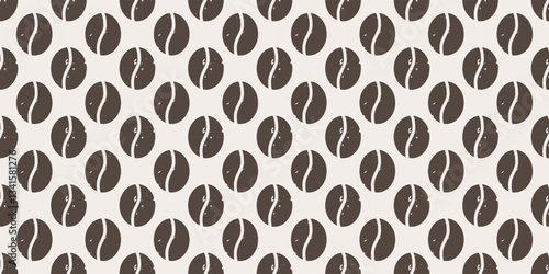 Coffee beans vintage brown seamless pattern. Coffee wallpaper repeating surface pattern design. Vector illustration.