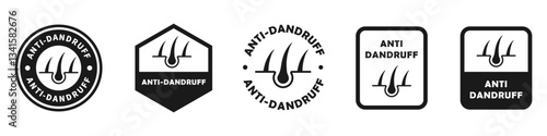 Anti-Dandruff labels for hair care product or shampoo. Signs for hair treatment product packaging.