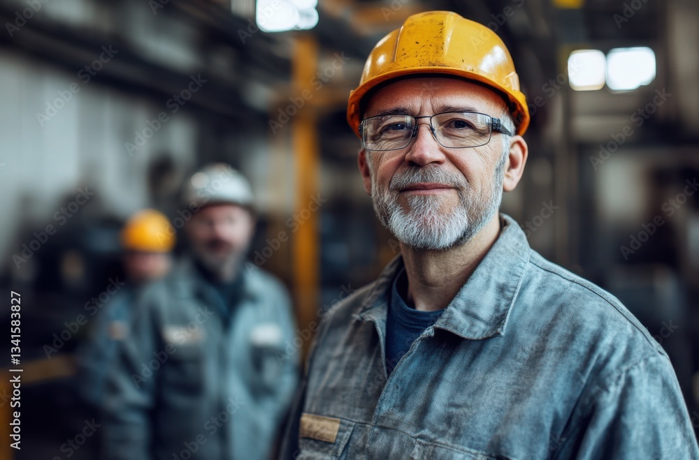 Portrait of experienced senior factory workers in industrial Portrait of experienced senior factory workers in industrial