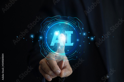 Obraz na płótnie AI-powered authentication enhances security, streamlines access control, and ensures data protection with advanced biometric technology. w salonie