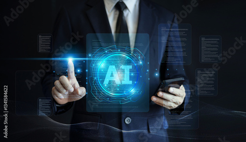 Obraz na płótnie AI-powered business solutions drive digital transformation, enhance decision-making, and improve operational efficiency for a competitive edge. w salonie