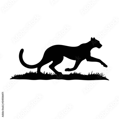 Cheetah silhouette sprinting across grass, symbol of speed and grace